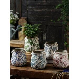 베란다 화분 예쁜 레트로 도자기 홈가드닝 대형 화병 인테리어 빈티지