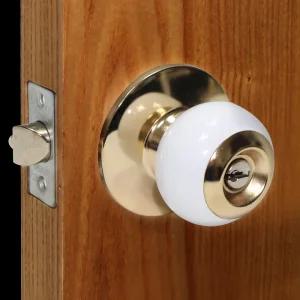 3-1 공구생활 국산 원형 도어락 6500 화이트 침실용 방문 손잡이 목문 열쇠 문고리