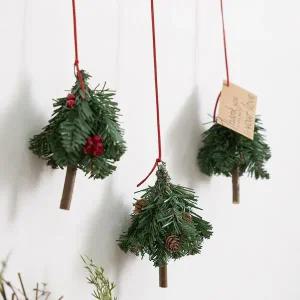 [플라워트리]크리스마스 벽장식 미니트리 벽걸이 세트 13cm (3pcs) 소품 데코 풀세트 리스 촬영 파티 꾸...