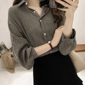 가오리핏 귀여운 여자 스타일 잔 패턴 예쁜 셔츠