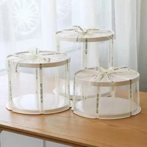 케이크 이니셜 투명 원형 상자 포장 원형 화이트 50개