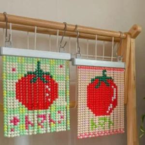 미니 비즈발 만들기 키트 DIY 도안 커튼 문발 구슬발 재료 네잎클로버 고양이 체리 딸기