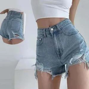 여성 여름 핫썸머 캐주얼 트렌디 데님 힙찢 청핫팬츠