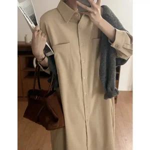 [공구우먼] [제작] 밀키드 루즈핏 롱 셔츠 원피스 84411 빅사이즈 여성의류