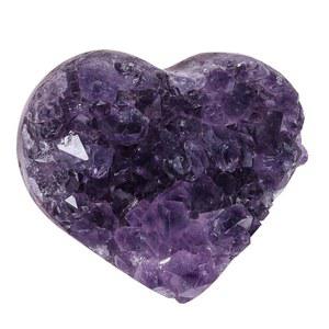 누푸야이 201g-300g 하트 모양 자수정 클러스터 지오데, 천연 크리스탈 스톤 광물 표본 생암석영 가정 장식용, 명상용