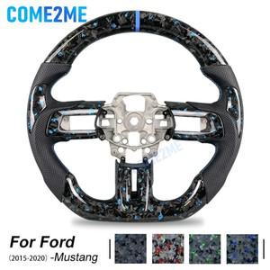 2015 2023 포드 호환 머스탱 GT 에코부스트 쉘비 스포츠 레이싱 휠에 한 리얼 탄소 섬유 스티어링 휠 천공