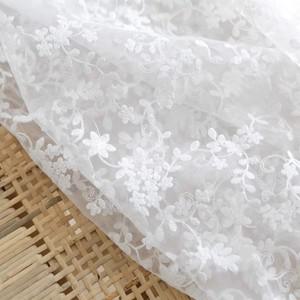 1야드 흰색 Organza 자수 천 버드 실크 원사 웨딩 드레스 레이스 패브릭 배경 커튼 식탁보 수제 Diy