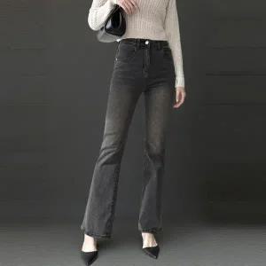 [하프클럽/]여성 심플 워싱 히든밴딩 반하이 세미부츠컷 청바지