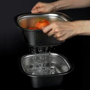 위생적인 스텐채반 타공 스텐볼 믹싱볼세트 2SIZE-스텐트레이.스텐채망.세척볼.믹싱볼세트.채반세트.스텐