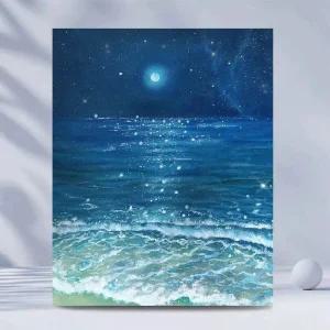 명화 유화 그리기 별과 캔버스 디지털 세트 바다 풍경