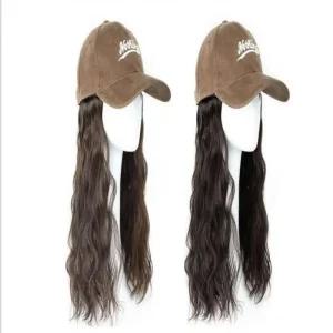 여성 일체형 2컬러 물결 고열사 캡모자 웨이브가발