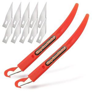 FOSHIO 2 in 1 탄소 필름 비닐 랩 가드 커터 나이프와 스퀴지, 10피스 예비 칼날이 포함된 2팩 크래프트 나이프, 카 도구 창 틴트 키트(빨간색)