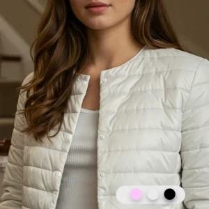 로라데일리 화이트 여자 여성패딩 숏 따뜻한 간절기 얇은 오리털패딩 이너 하프 경량패딩 봄 잠바 브랜드