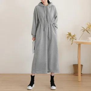 메켄 기모 스트링 루즈핏 후드 원피스_BDOP127