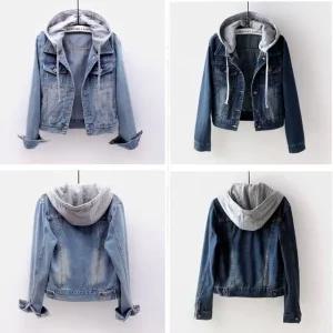여자 후드 탈부착 청자켓 기본 데님자켓 캐주얼룩 (W93164F)