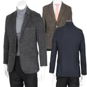 국내산 남성 체크 모직 정장 콤비 자켓 남자 울 세미 신사 양복 재킷 중년 겨울