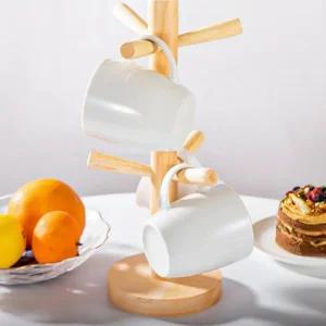 스탠드 원목 컵걸이 6구 주방 컵정리대 다용도 거치대