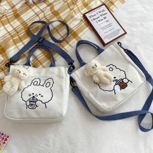 토트백 에코백 가방 캔버스 곰인형 미니 (WF8B23A)