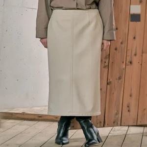 [원더플레이스][나우앤투모로우(NNT)] 우먼 인조 가죽 A라인 스커트