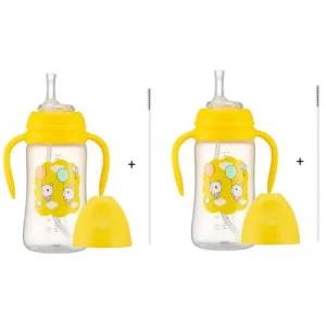 Soonsooa 유아 역류방지 빨대컵 300ml 추형 옐로우 X2