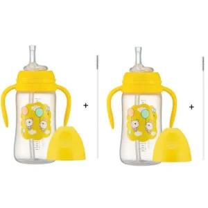 Soonsooa 유아 역류방지 빨대컵 300ml 빨대형 옐로우 X2