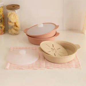 모모빈 실리콘 이유식 찜기 트레이 세트 전자레인지 용기 물빠짐