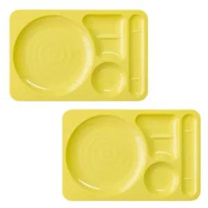 로흐야 식판 학교 어린이집 원형 급식판 720 연노랑2P