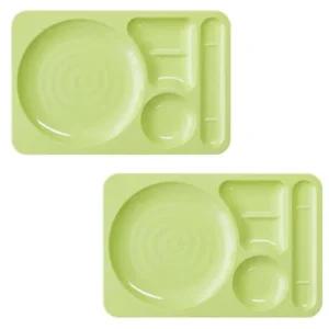 로흐야 식판 학교 어린이집 원형 급식판 720 연그린2P