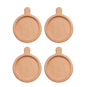 비다하우스 우드 티터 컵받침 네추럴 손잡이 4P