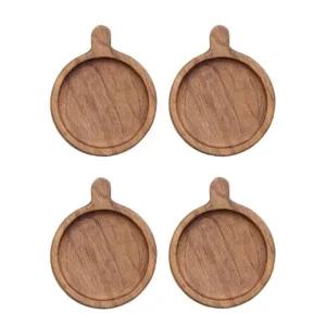 비다하우스 우드 티터 컵받침 브라운 손잡이 4P