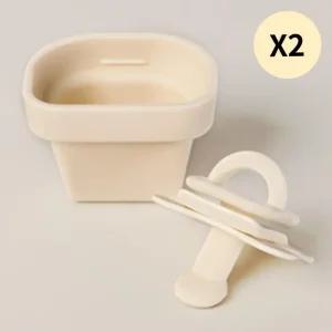 포프베베 아기 쪽쪽이 공갈 노리개 젖꼭지 베이지 X2P