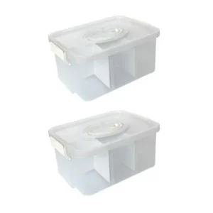 플라팜 투명 소형 장난감 정리함 2호 1단 베이지 2P