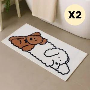 레토 주방매트 욕실 화장실 발매트 사각브라운 2P