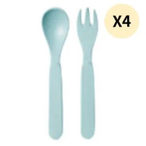 어웨이큰센스 아기 미니 수저 포크 세트 블루민트 X4