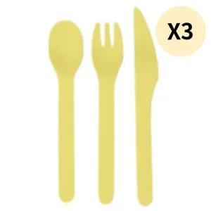 어웨이큰센스 수저 포크 머스타드옐로우 X3개