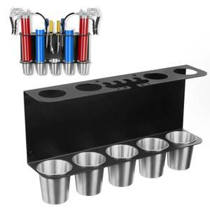 가빈지타오 그리스 건 홀더 월 마운트 보관 랙 차고 및 상점 작업장 보관용 탈착식 드립 컵 5개 포함 정리함 2개와 호환 가능 블랙