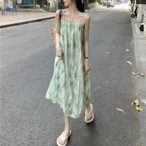 비욘드라이프 주름 나시 나염 원피스 1001951