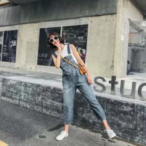 여성 귀여운 데님멜빵바지 점프수트 데님 오버롤