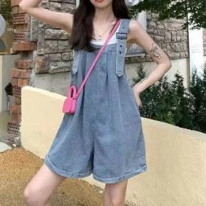여성 데일리 데이트룩 멜빵바지 데님멜빵 점프수트