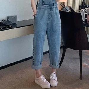 여성 심플 오버롤 데님 청멜빵팬츠 점프수트