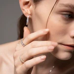 [듀인피니스]랩다이아몬드 이클립스 듀얼 골드 이어링