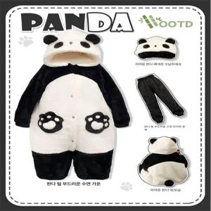 팬더 잠옷 극세사 성인 동물 파자마파티 두꺼운
