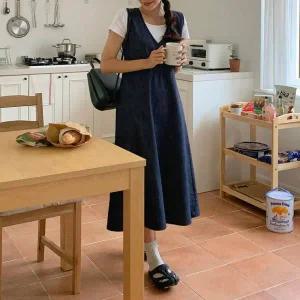 [하프클럽/]하객 온나핏 트위드 브이넥 나시 롱니트 여름