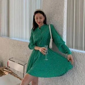 [하프클럽/]파디븐 휴양지 플레어 롱니트 뷔스티에 쉬폰 여