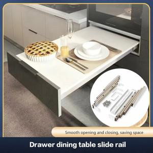 알루미늄 합금 다단 트랙 원풀 서랍식 슬라이드 히든 식탁 캐비닛 풀아웃 텔레스코픽 가이드 하드웨어