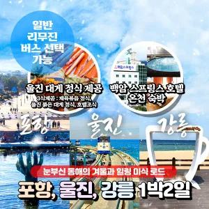 [경북] 포항|울진|강릉 온천 미식여행 1박2일(대게정식포함 3식/온천호텔 1박)(일반/리무진) / 서울경기出