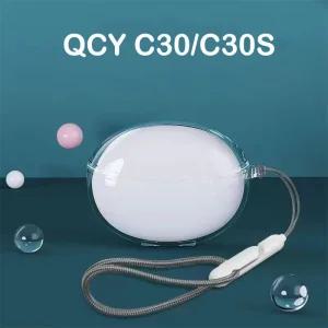 헤드셋파우치 헤드폰 케이스 QCY C30 C30S 이어 클립 블루투스 헤드셋용 고투명 TPU 충격 방지 커버 쉘