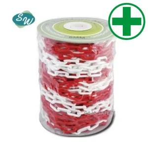 플라스틱체인 SW-직경8mm 적.백색 45m (투톤-롤형) 차단봉 볼라드 편의 차단봉 차단줄