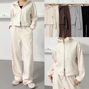 [비비드글램][겨울SET상의+하의] 노미 후드집업 스트링 와이드 트레이닝 세트 4color 와이드or조거 투웨이