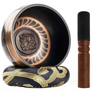 돔스타 티베트 노래 그릇 세트, 정통 수제 명상 스트레스 해소 요가 스트라이커 및 쿠션이 포함된 사운드 테라피, 차크라 힐링, 영적 모임